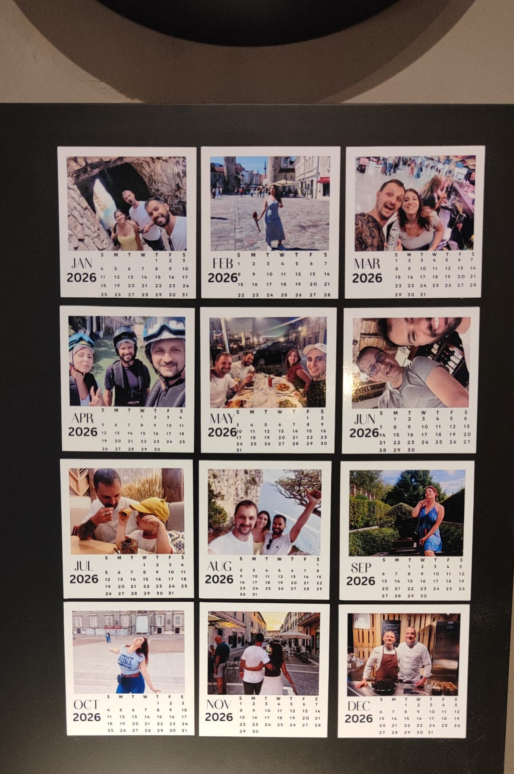 Calendar set of 12 months magnet personalized