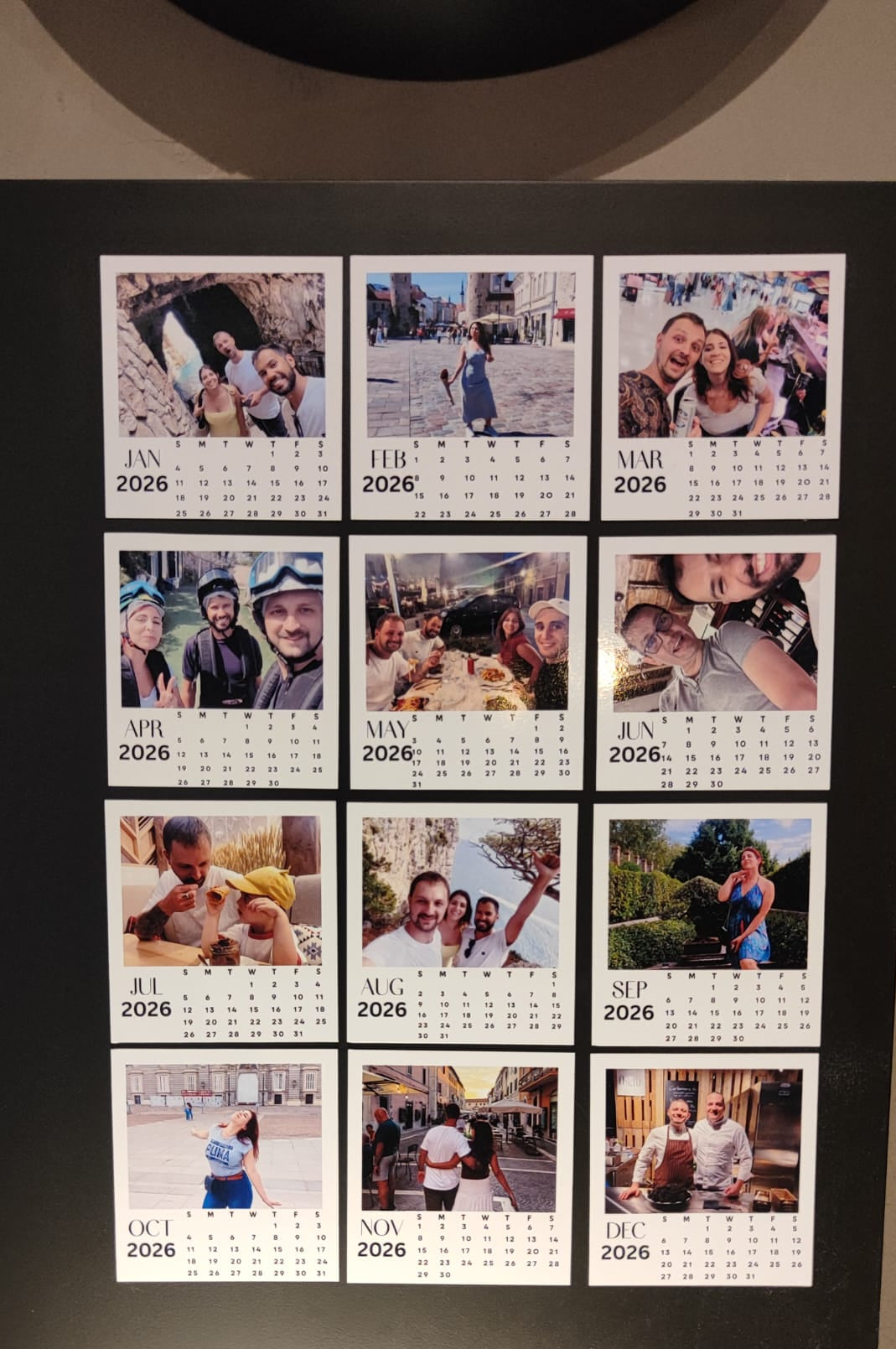 Calendar set of 12 months magnet personalized